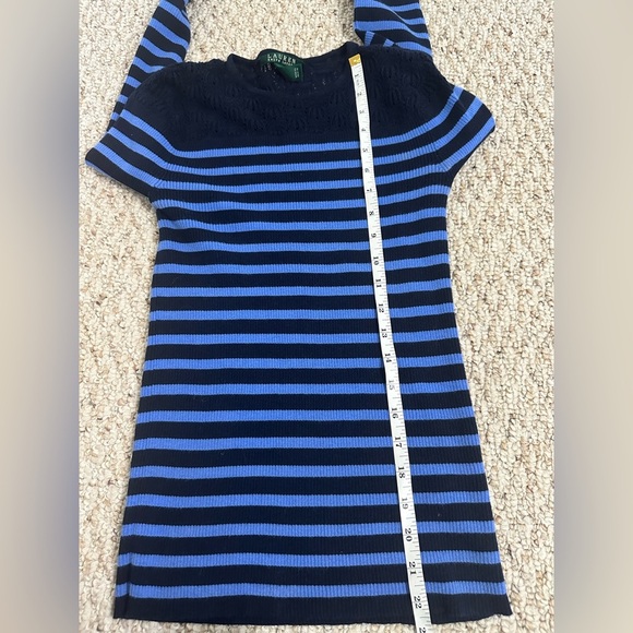 Ralph Lauren Fitted Black and Blue Ribbed Long Sleeve Blouse size S - Picture 7 of 8